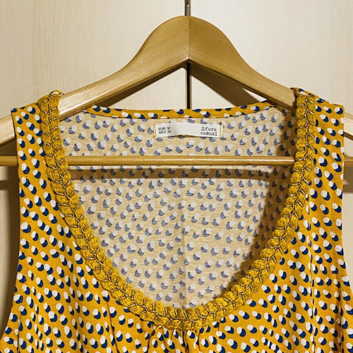 Sfera Yellow Polka Dot Sleeveless Cotton Blouse New