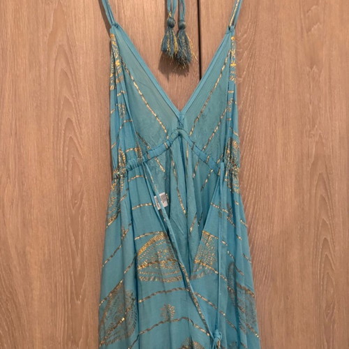 Blue long dress with gold details like new