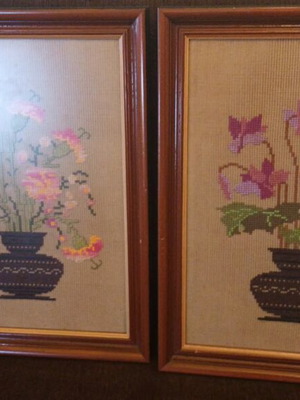 Framed textile painting 43x32 like new