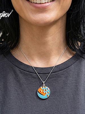 Reflexion Necklace with Hand-Painted Abstract Pendant by Άπεφθον