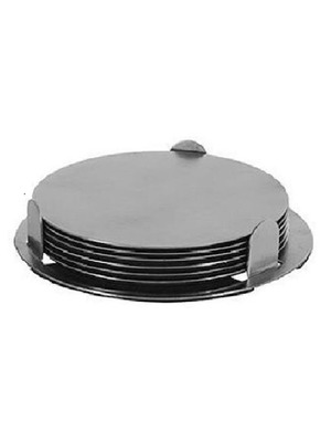 Metal round coasters set of 6 8.5cm new