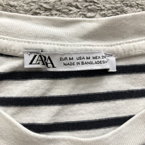 Zara women's striped T-shirt, black and white, size M