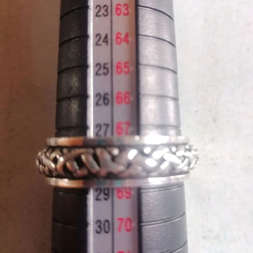 Men's 925 silver ring double band with weave No 68 (US 12)