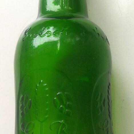 Vintage collectible beer bottles used, 4 pieces with porcelain caps