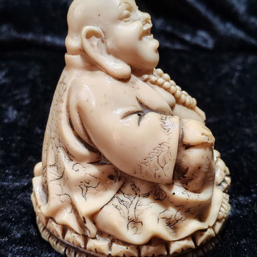 Vintage Laughing Buddha Hotei statue, Shoushan stone