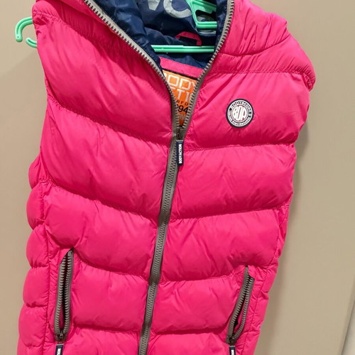 Body Action sleeveless jacket women's fuchsia XL like new with hood