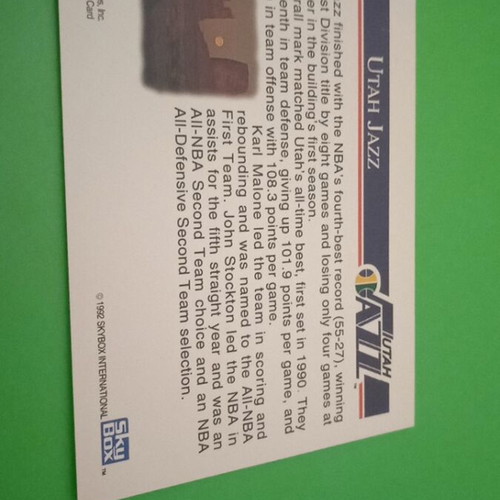 Utah Jazz NBA Hoops Skybox 1992 new
