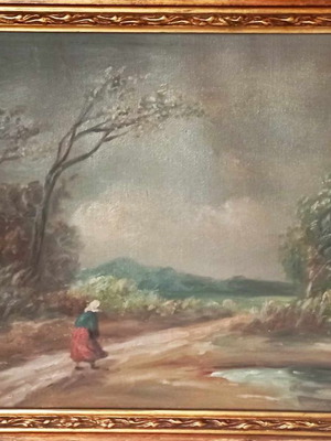 Ελαιογραφία Α.Λευκαδίου σε καμβά με εντυπωσιακή κορνίζα σε άριστη κατάσταση