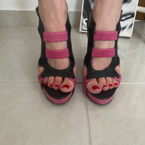Schutz high-heeled shoes used, pink, black, zebra, size 39