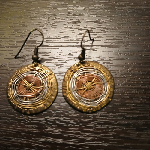 Handmade earrings with metal elements and wire, new