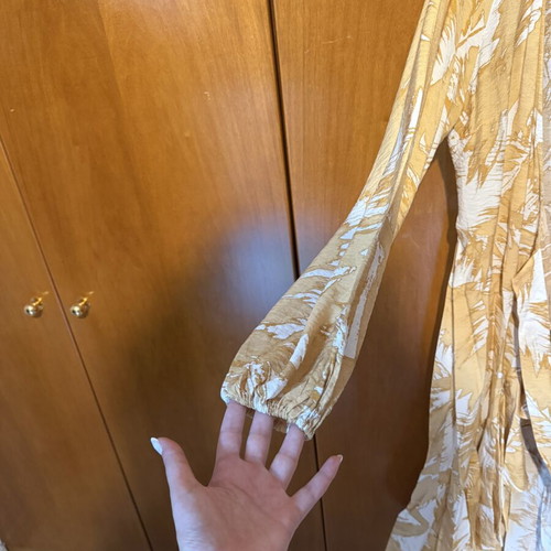 H&M wrap dress used, white and yellow, size S