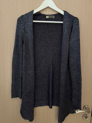 Julia Bergovich cotton cardigan medium blue with silver knit like new