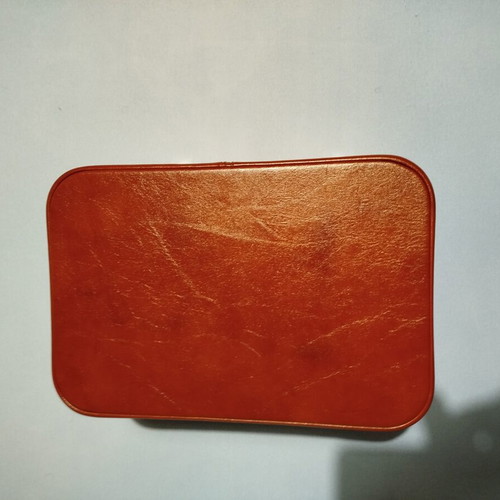 Vintage cosmetic case real from the 70s, new, brown leather