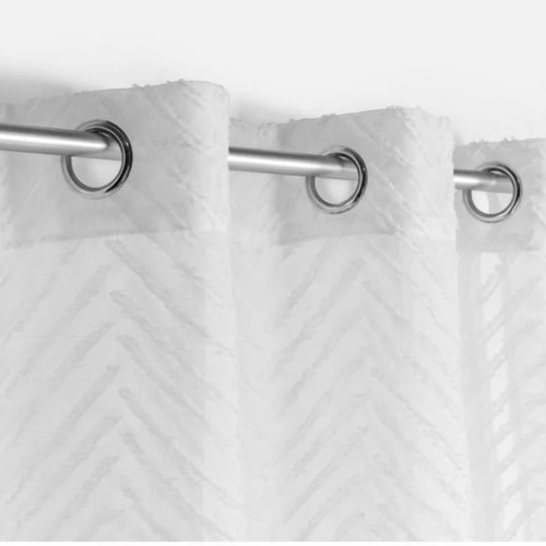 White Zig-Zag Curtain 140x260cm New, Decorative Sheer with Rings