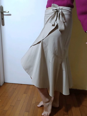 Asymmetric cotton wrap skirt Mango new, beige, S-M