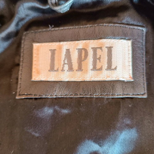 Lapel leather trench coat black like new, size M