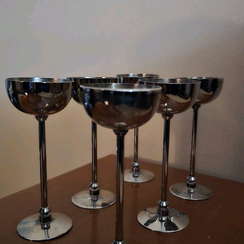 Silver-plated liqueur glasses used