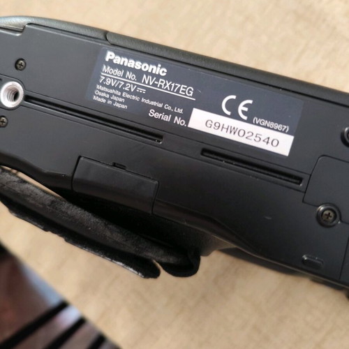 Panasonic video camera model NV-RX17EG used with battery and cable