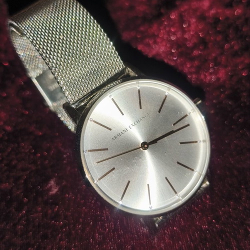 Armani Exchange women's watch with mesh bracelet, new, grey and silver