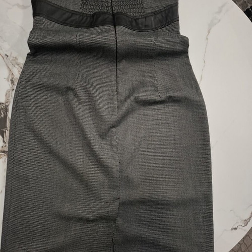 Angelo Psarros Midi Dress with Leather Detail Grey like new