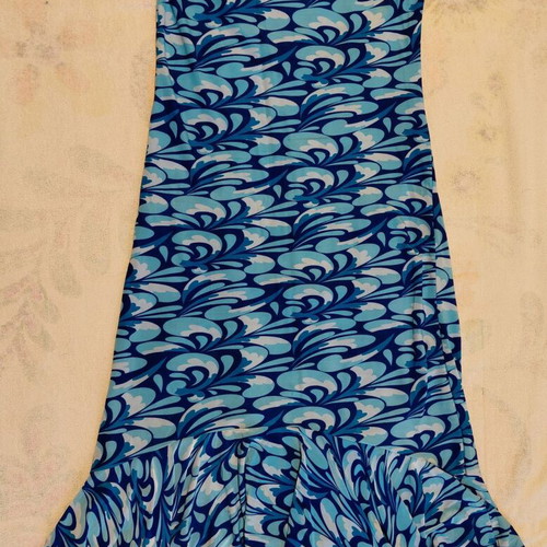 Dress with straps like new, blue and white, asymmetric hem