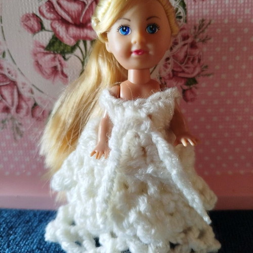 Doll with handmade dress new, 10 cm