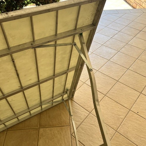 Folding aluminum tables used, set of 3, 1.20x1.50m