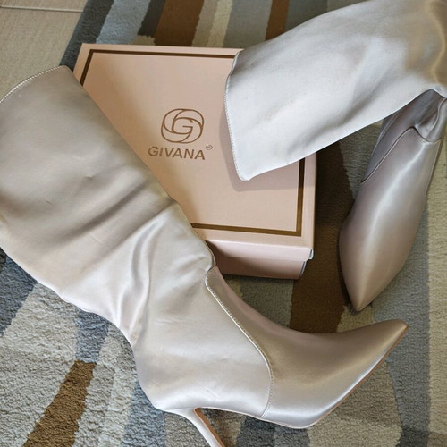 Satin boots new, cream color, size 39