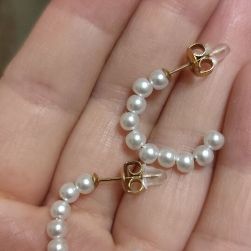 Earrings hoops with pearls stainless steel new