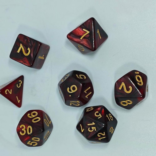 RPG dice set 7 pieces dark burgundy swirl color like new