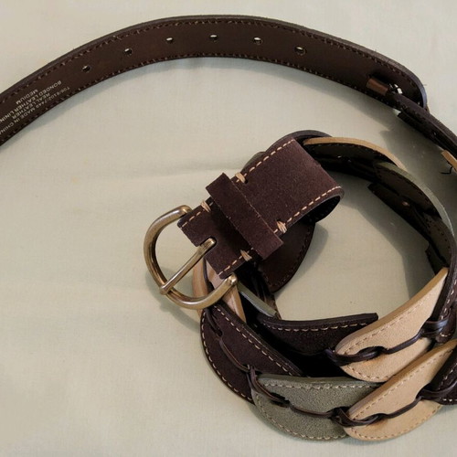 Marks & Spencer women's belt size M new, real leather and suede multicolor