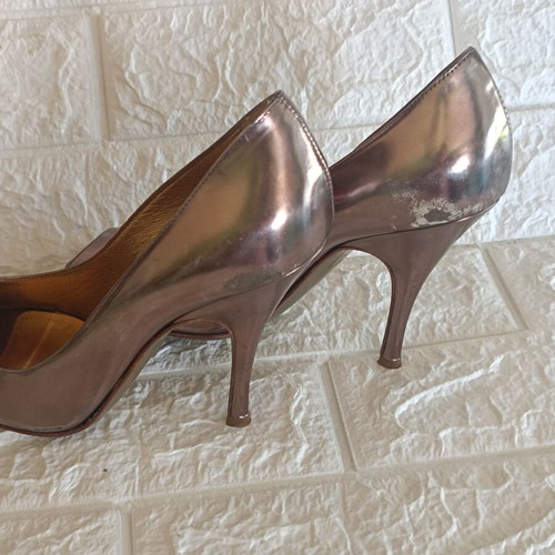 Dolce & Gabbana peep toe metallic heels used, size 37, gold