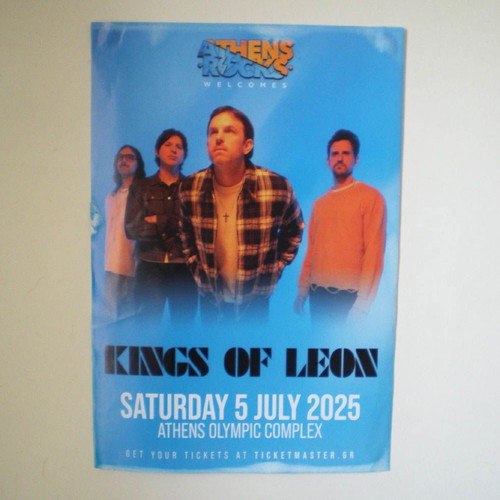 Kings of Leon promo poster for Athens concert 5.7.2025 like new
