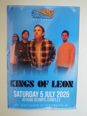 Kings of Leon promo poster for Athens concert 5.7.2025 like new