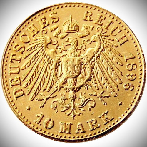 German gold coin plated 22K year 1896 -1901 10 Mark Anhalt-Dessau Friedrich I