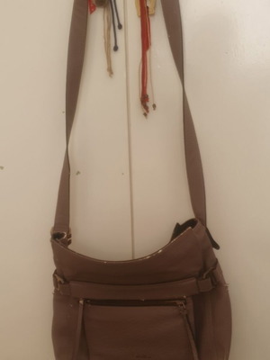 Calvin Klein Jeans women's crossbody bag, beige taupe, worn