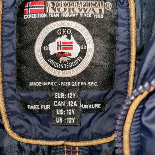 Geographical Norway jacket 12 years like new, blue with brown details