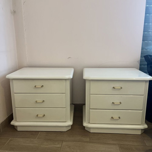 Classic bedroom furniture set used, off-white with gold details