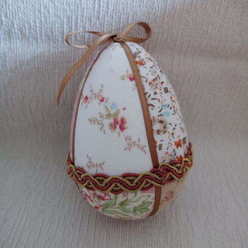 Decorative egg used beige pink floral for Easter and spring decor