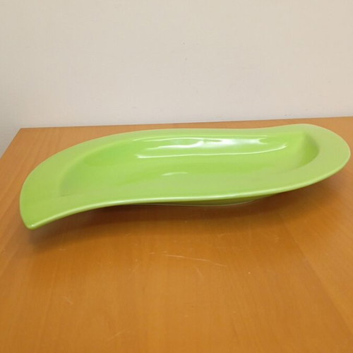 Porcelain green Happy bowl in leaf shape