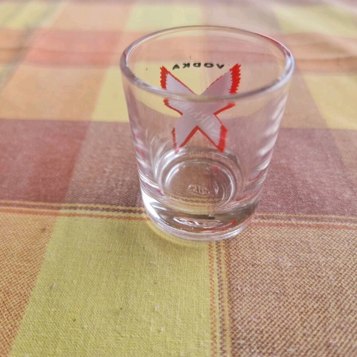 Serkova Vodka collectible shot glass used, 90s-2000s