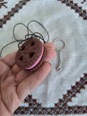 Cookie necklace and keychain brown made to order, handmade