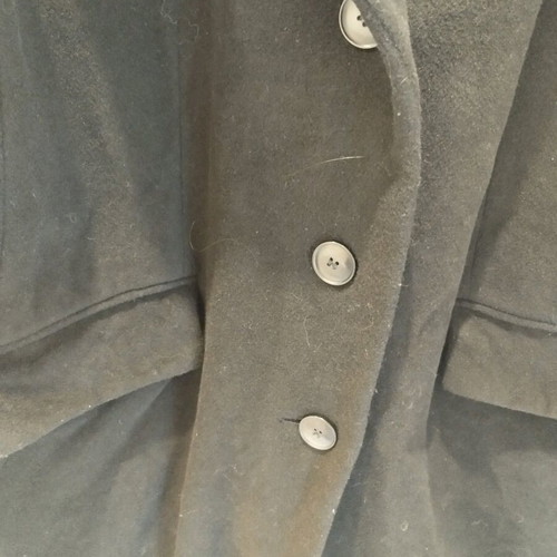 Black Dinomoda coat used, size L, with burgundy lining