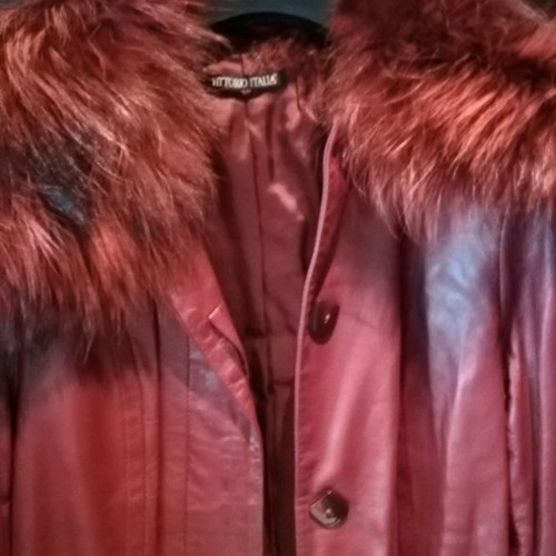Vittorio Italia leather women's jacket used, burgundy, size small