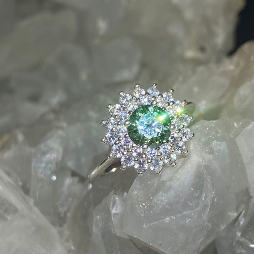 Silver ring with moissanite, new, size 17mm