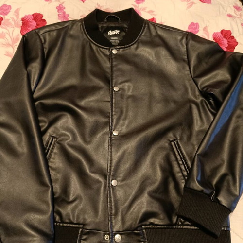Men's leather jacket Large new, black Pull & Bear