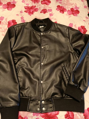 Men's leather jacket Large new, black Pull & Bear