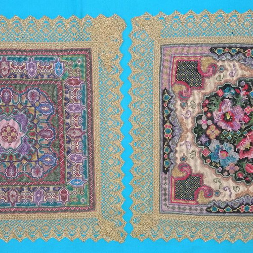 Handmade embroidery made to order, set of two pieces 33x33 cm