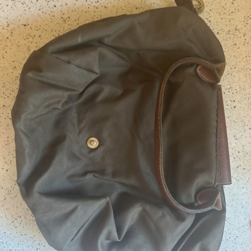 Longchamp handbag used, brown and green