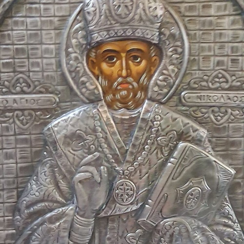Silver icon of Saint Nicholas 950, like new, 28×22cm